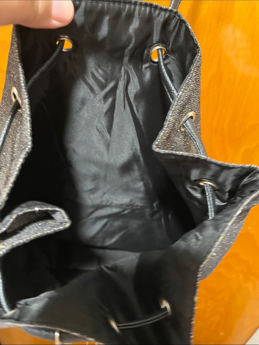 Victoria's Secret Black Glitter Drawstring Backpack - Picture 5 of 5